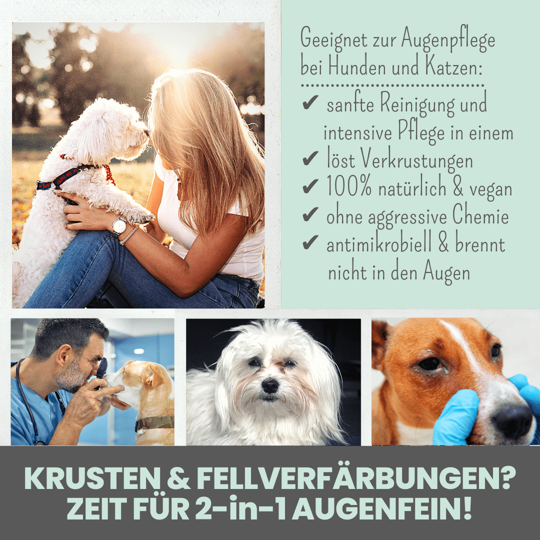 2-in-1 Augenfein Reinigung & Pflege für Hunde & Katzen - WOOF DELI