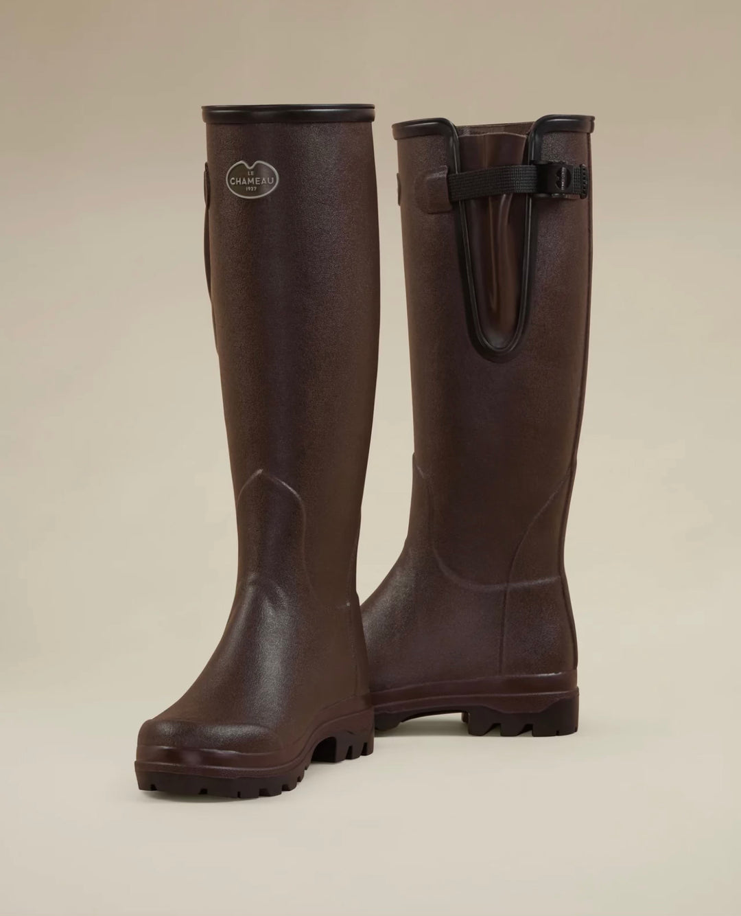 Damen-Gummistiefel mit Jerseyfutter Braun
