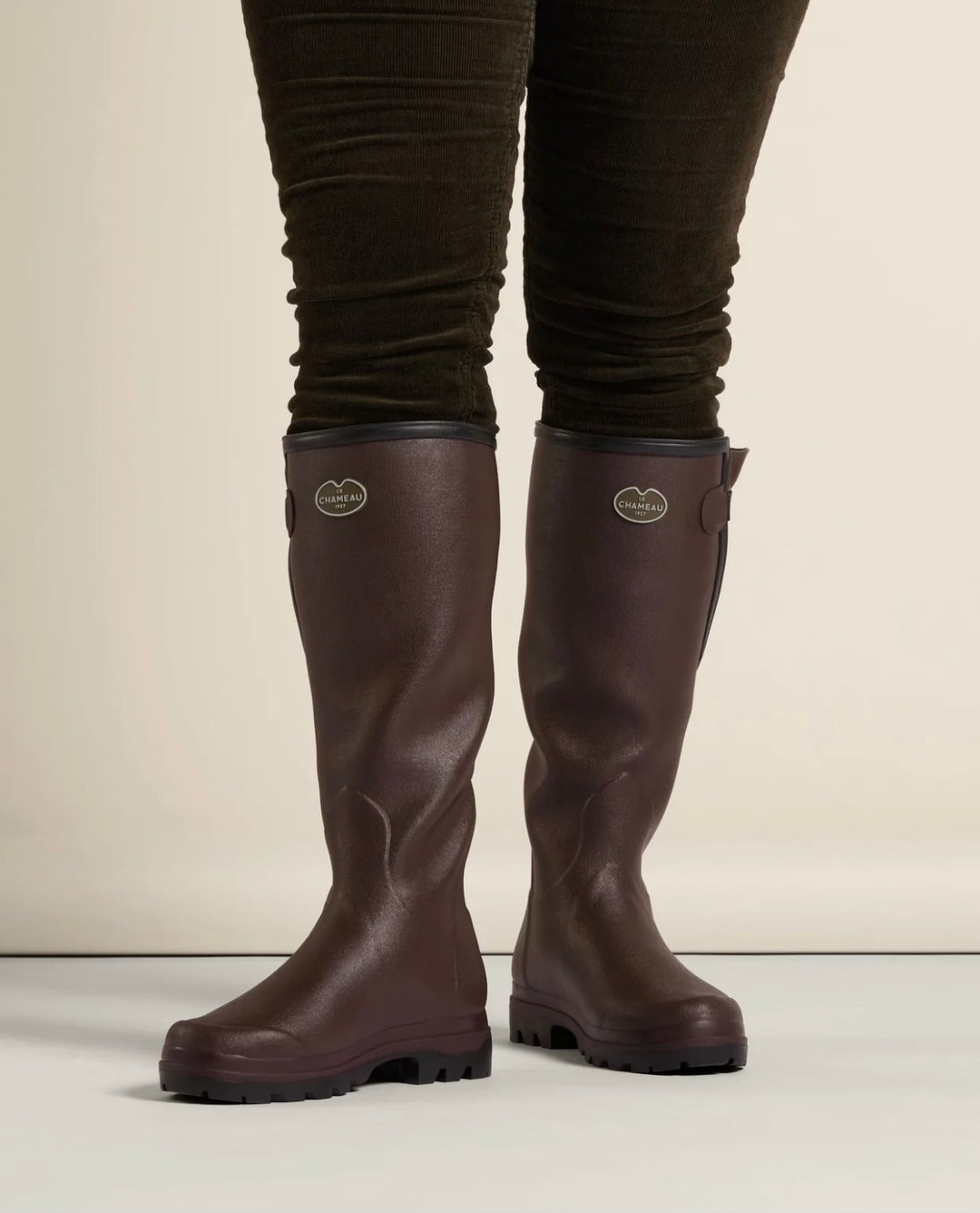 Damen-Gummistiefel mit Jerseyfutter Braun