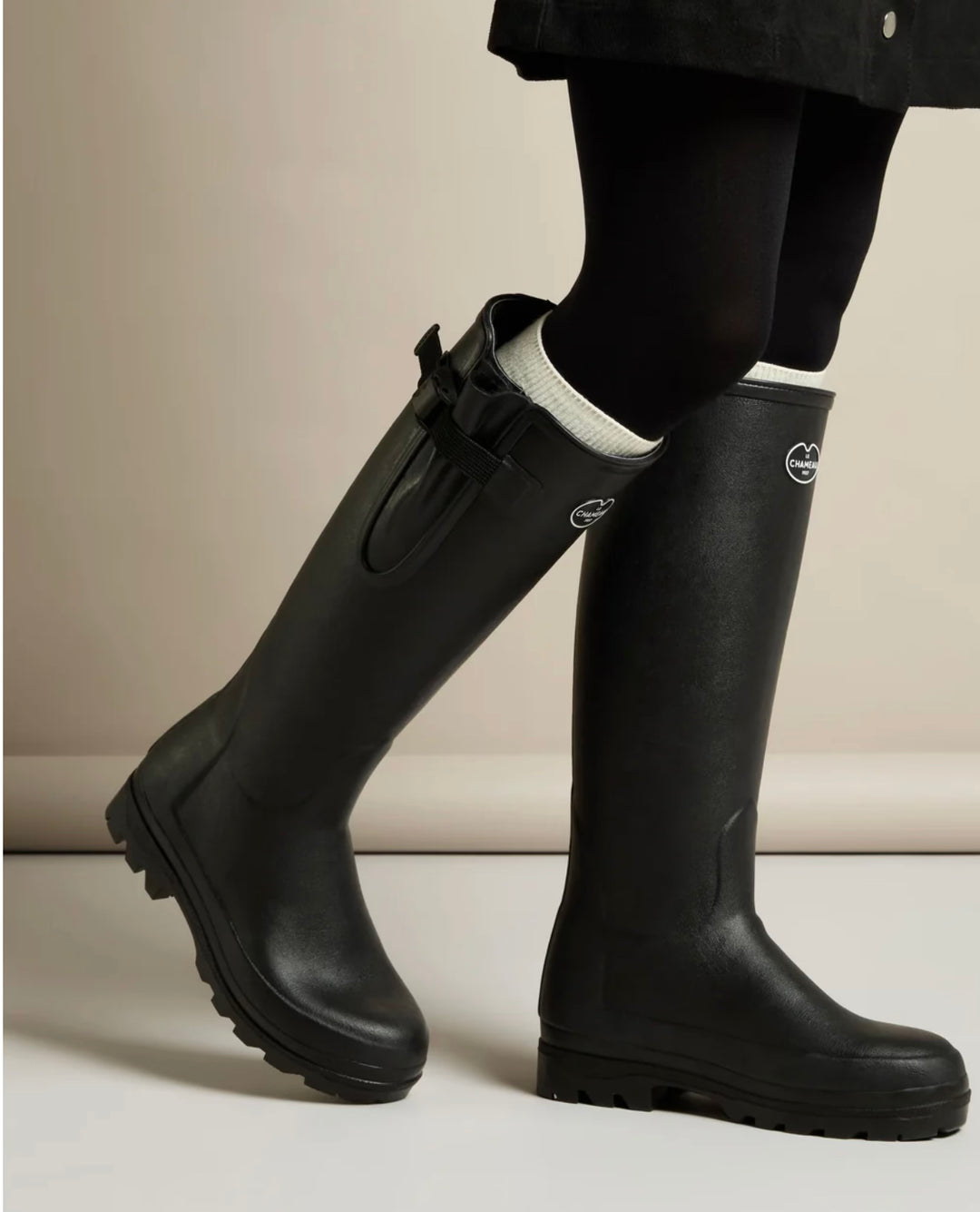 Damen-Gummistiefel mit Neoprenfutter Schwarz