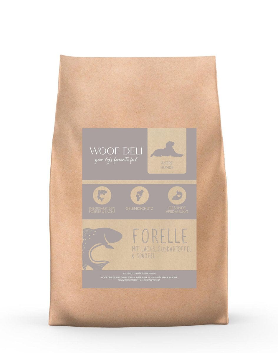 Forelle mit Lachs & Süßkartoffel - Trockennahrung Senior WOOF DELI 
