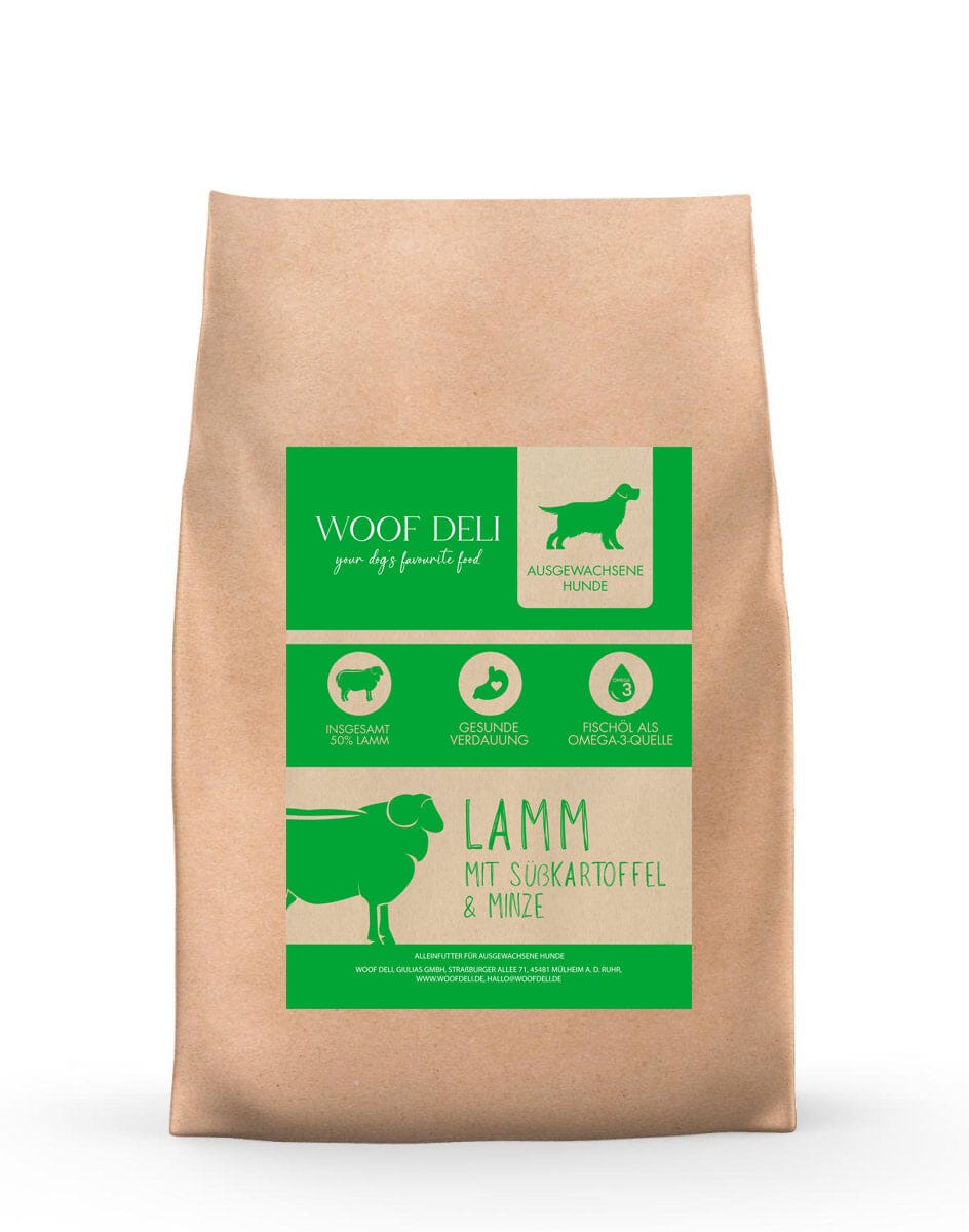Lamm mit Süßkartoffel & Minze - Trockennahrung Mini WOOF DELI 